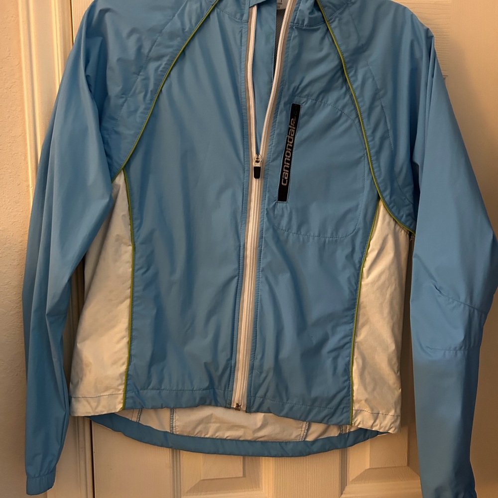 Women’s cycling jacket, size S, blue and white color block!